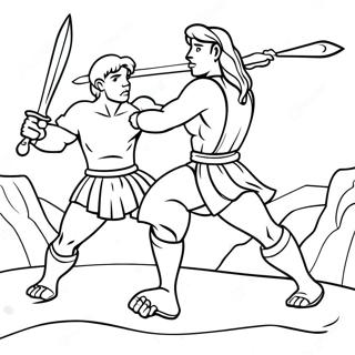 Brave David Defeating Goliath Coloring Page 43323-34748