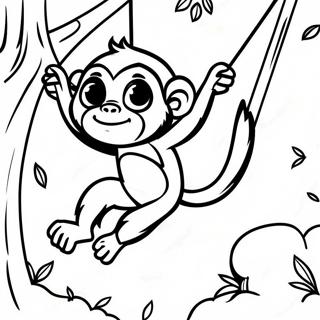 Spider Monkey Swinging In Trees Coloring Page 43342-34758