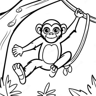 Spider Monkey Swinging In Trees Coloring Page 43342-34759