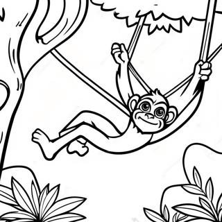 Spider Monkey Swinging In Trees Coloring Page 43342-34760