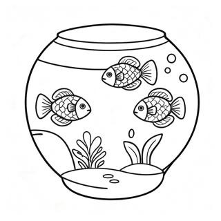 Fish Bowl With Colorful Fish Coloring Page 43412-34812