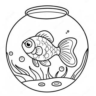 Cute Goldfish In A Bowl Coloring Page 43413-34815