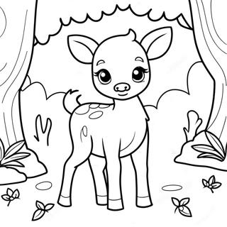 Cute Fawn In A Forest Coloring Page 43443-34839