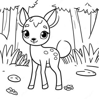 Cute Fawn In A Forest Coloring Page 43443-34840