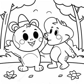 Badanamu Characters Playing In The Park Coloring Page 43473-34872