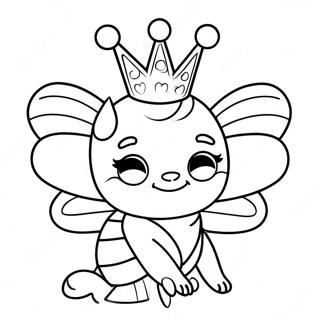 Cute Queen Bee With Sparkling Crown Coloring Page 43483-34873