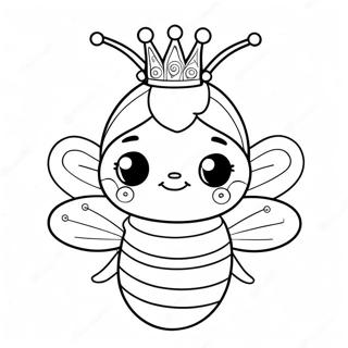 Cute Queen Bee With Sparkling Crown Coloring Page 43483-34874