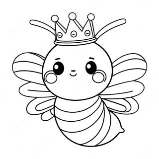 Cute Queen Bee With Sparkling Crown Coloring Page 43483-34875