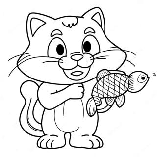 Big The Cat With Fish Coloring Page 43533-34911