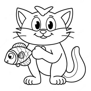 Big The Cat With Fish Coloring Page 43533-34912