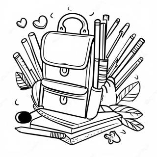 Colorful Back To School Supplies Coloring Page 43593-34963