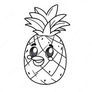 Cute Cartoon Pineapple Coloring Page 4362-3658