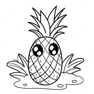 Cute Cartoon Pineapple Coloring Page 4362-3659