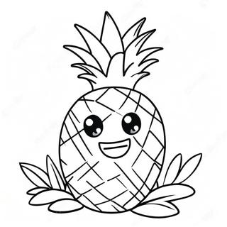 Cute Cartoon Pineapple Coloring Page 4362-3660