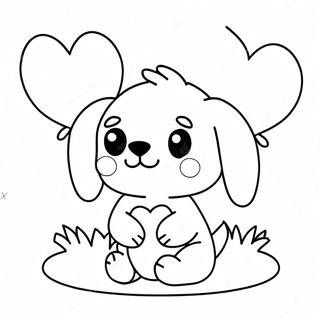 Cute Puppy With Heart Balloons Coloring Page 43633-34993