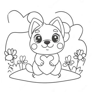 Cute Puppy With Heart Balloons Coloring Page 43633-34994