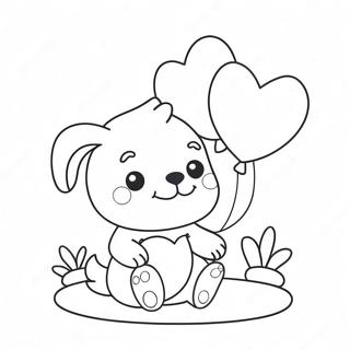 Cute Puppy With Heart Balloons Coloring Page 43633-34996