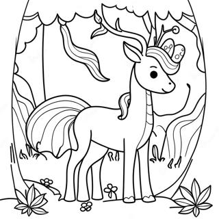 Magical Creatures In Enchanted Forest Coloring Page 43653-35009