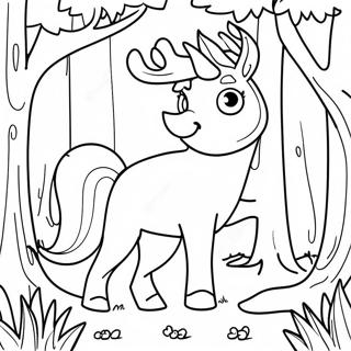 Magical Creatures In Enchanted Forest Coloring Page 43653-35010