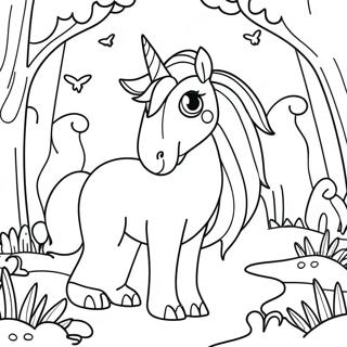 Magical Creatures In Enchanted Forest Coloring Page 43653-35011