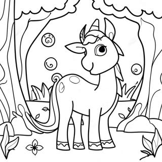 Magical Creatures In Enchanted Forest Coloring Page 43653-35012