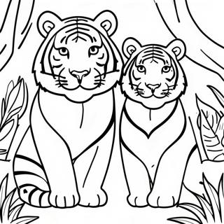 Majestic Tigers In The Jungle Coloring Page 43713-35055