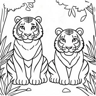 Majestic Tigers In The Jungle Coloring Page 43713-35056