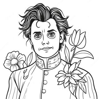 Edward Scissorhands With Flowers Coloring Page 43723-35062