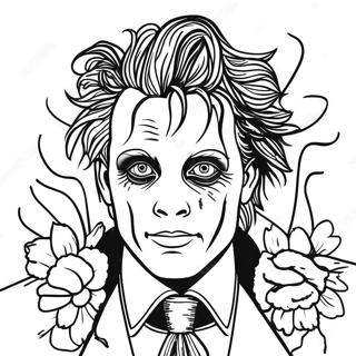 Edward Scissorhands With Flowers Coloring Page 43723-35063