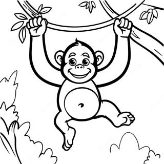 Orangutan Swinging From A Tree Coloring Page 43742-35074