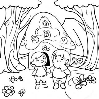 Whimsical Hansel And Gretel Forest Coloring Page 43753-35086