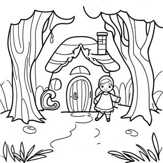 Whimsical Hansel And Gretel Forest Coloring Page 43753-35087