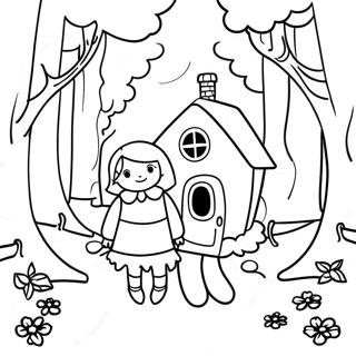 Whimsical Hansel And Gretel Forest Coloring Page 43753-35088