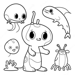 Whimsical Creatures In Strange World Coloring Page 43923-35218