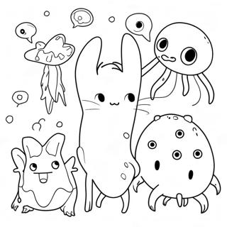 Whimsical Creatures In Strange World Coloring Page 43923-35219