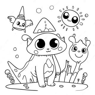 Whimsical Creatures In Strange World Coloring Page 43923-35220