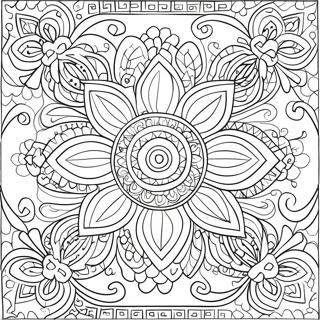 Hmong Flower Motif Coloring Page 43953-35244