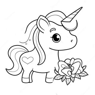 Valentines Unicorn Coloring Pages