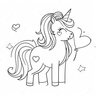 Sparkling Unicorn With Heart Balloons Coloring Page 43993-35277