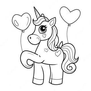 Sparkling Unicorn With Heart Balloons Coloring Page 43993-35278