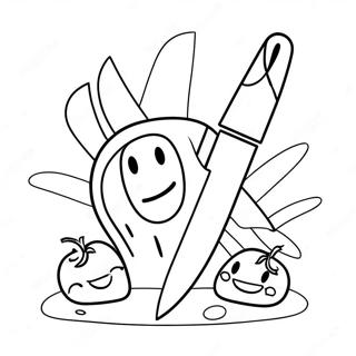 Cartoon Knife With Smiley Face Coloring Page 44043-35317