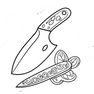 Cartoon Knife With Smiley Face Coloring Page 44043-35319