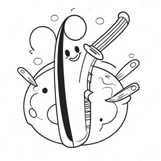 Cartoon Knife With Smiley Face Coloring Page 44043-35320