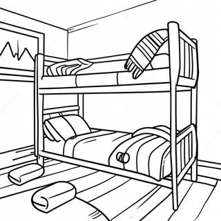 Cozy Bunk Bed With Blankets Coloring Page 44073-35349