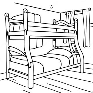 Cozy Bunk Bed With Blankets Coloring Page 44073-35352