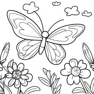 Colorful Butterfly Garden Coloring Page 4422-3710