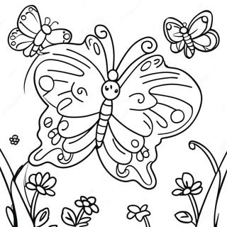 Colorful Butterfly Garden Coloring Page 4422-3711