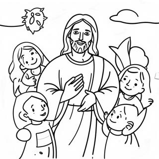 Joyful Jesus With Children Coloring Page 44253-43057