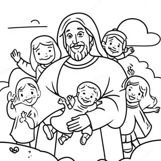 Joyful Jesus With Children Coloring Page 44253-43058