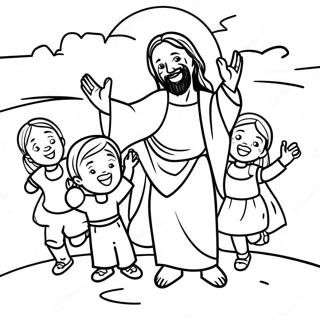 Joyful Jesus With Children Coloring Page 44253-43060